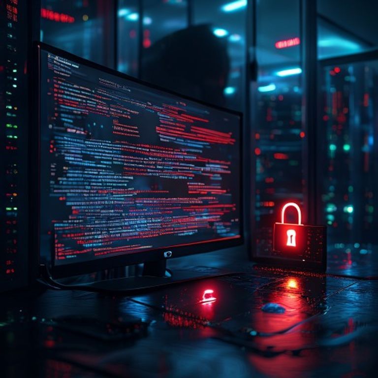 Terminal sombre affichant un flux de requêtes HTTP automatisées vers un fichier .git/config, avec des racks de serveurs en arrière-plan