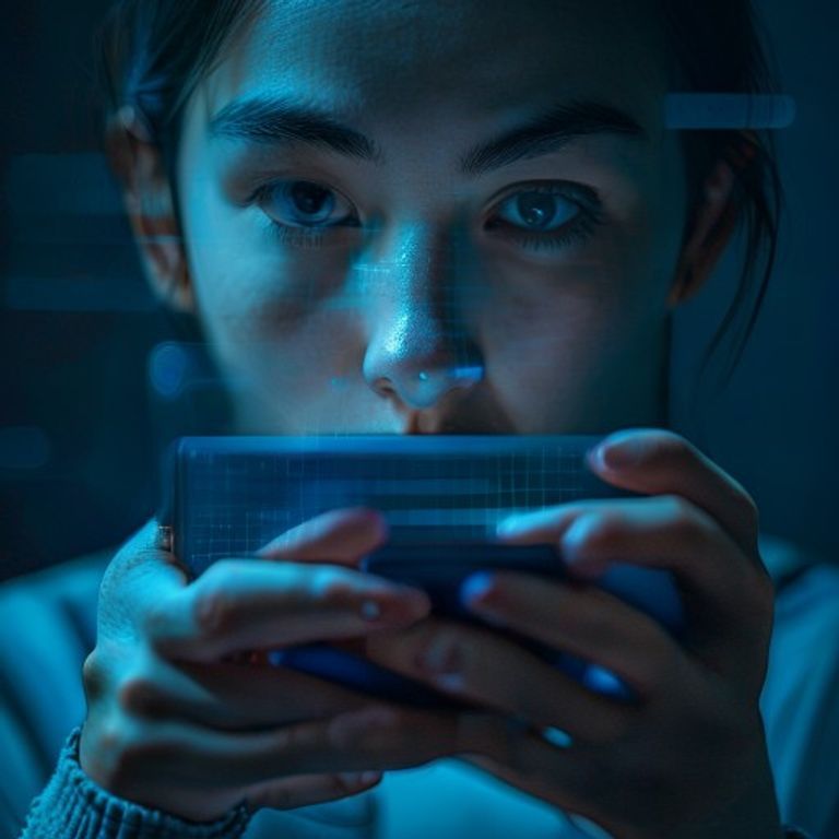 Une personne filme un selfie vidéo avec son smartphone pour vérifier son identité lors d'une récupération de compte en ligne