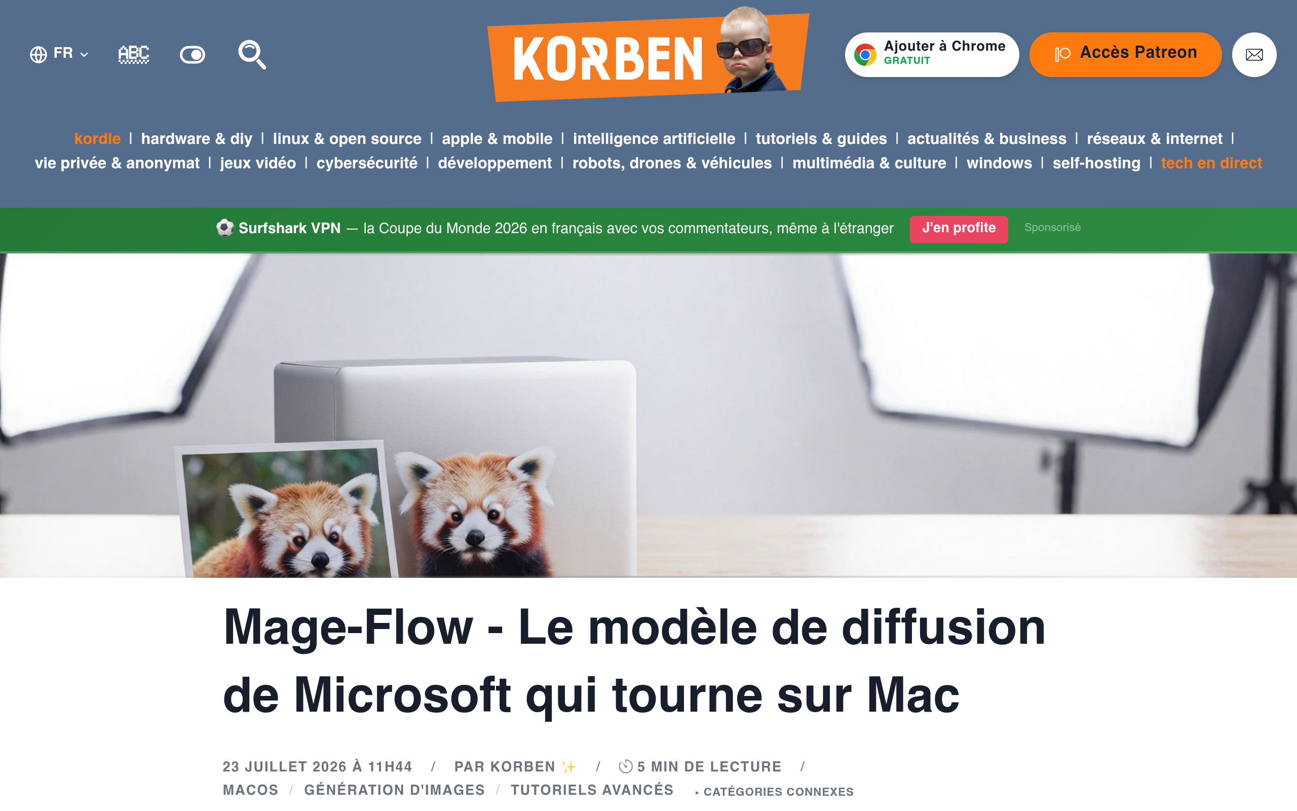 Un Mac Studio dans un bureau sombre affichant une image générée par IA en cours de rendu