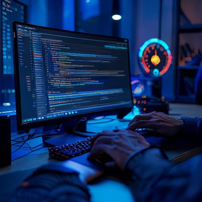 Terminal de développement affichant une compilation TypeScript en cours, avec un indicateur de vitesse lumineux évoquant le nouveau compilateur natif